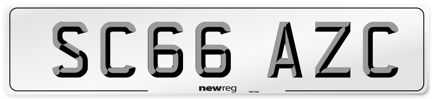 SC66 AZC Number Plate from New Reg